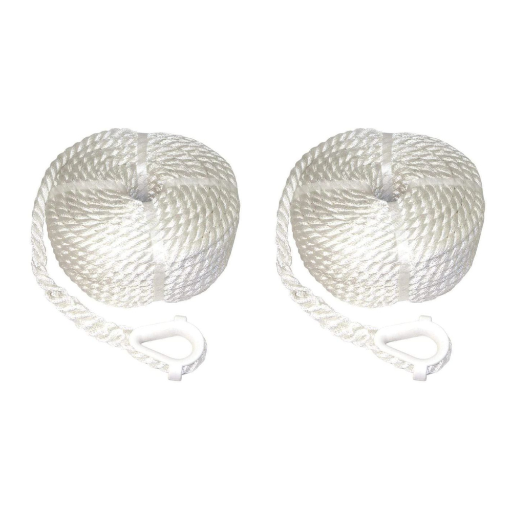 50' Tri-Strand Twisted Nylon Anchor Line WITH Thimble [3/8]
